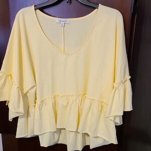 Francesca's Collections Light Yellow Ruffled Blouse